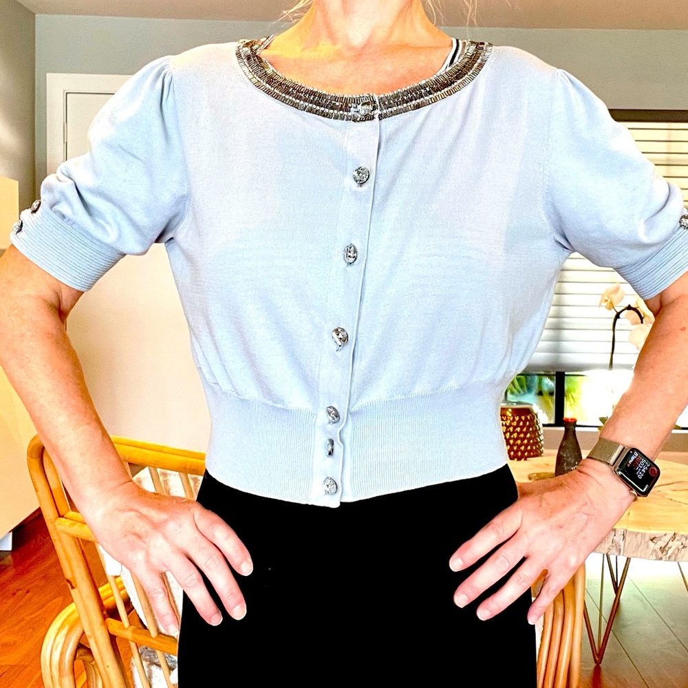 iisli light blue knit with silver beading